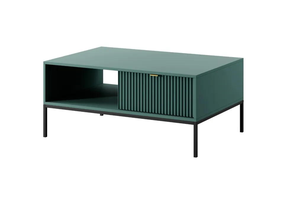 Stolik Delicious ryflowany zielony czarne nogi