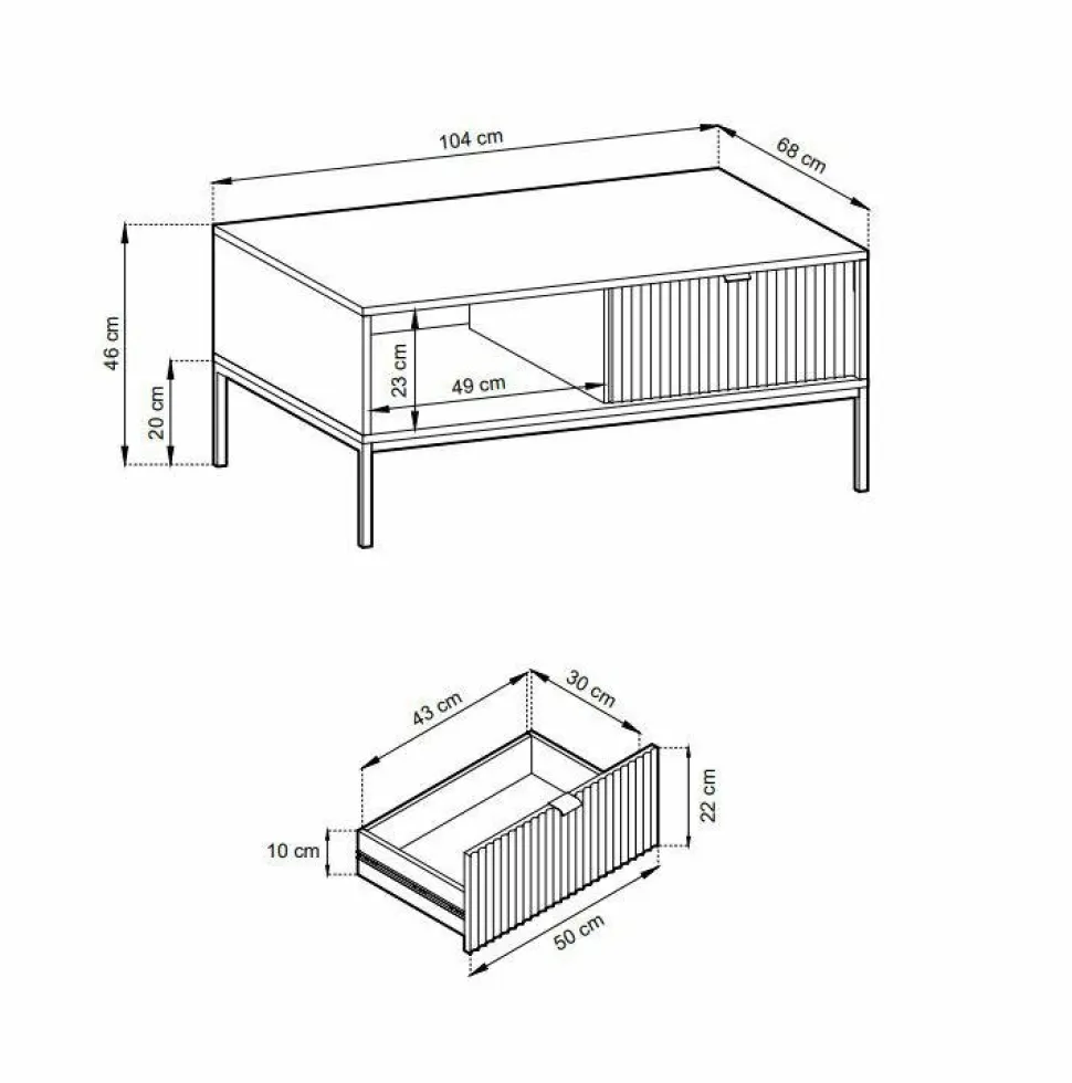Stolik Delicious ryflowany zielony czarne nogi