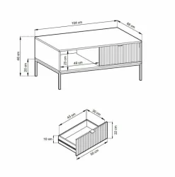 Stolik Delicious ryflowany kaszmir czarne nogi
