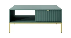 Stolik Delicious ryflowany zielony złote nogi