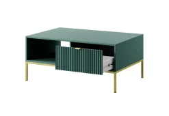 Stolik Delicious ryflowany zielony złote  nogi