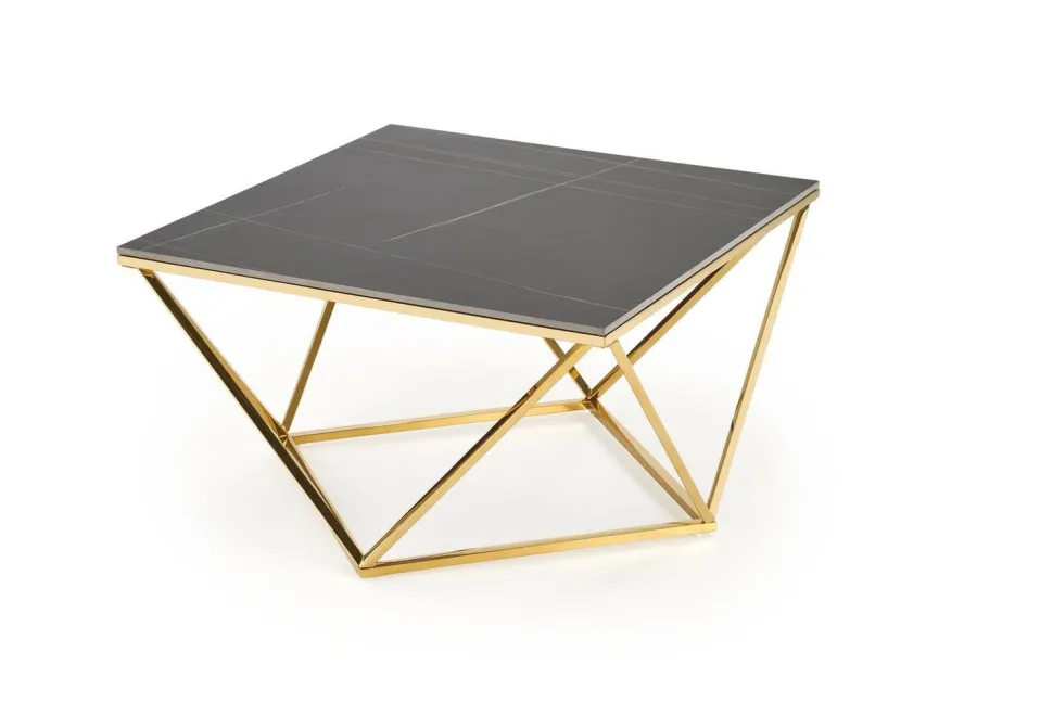 Stolik kawowy Artus złoty/czarny marmur