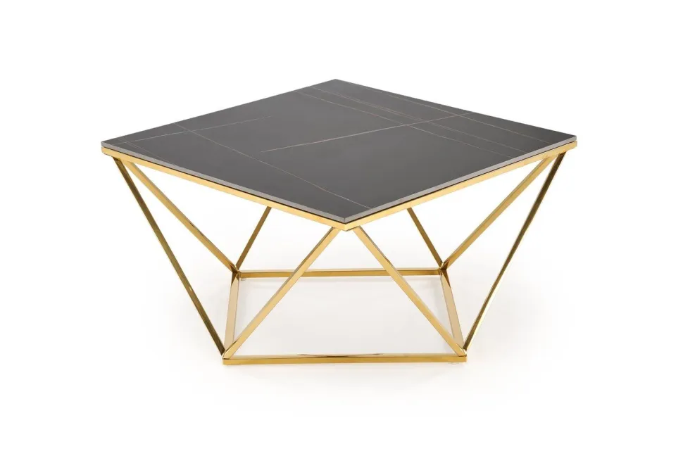 Stolik kawowy Artus złoty/czarny marmur