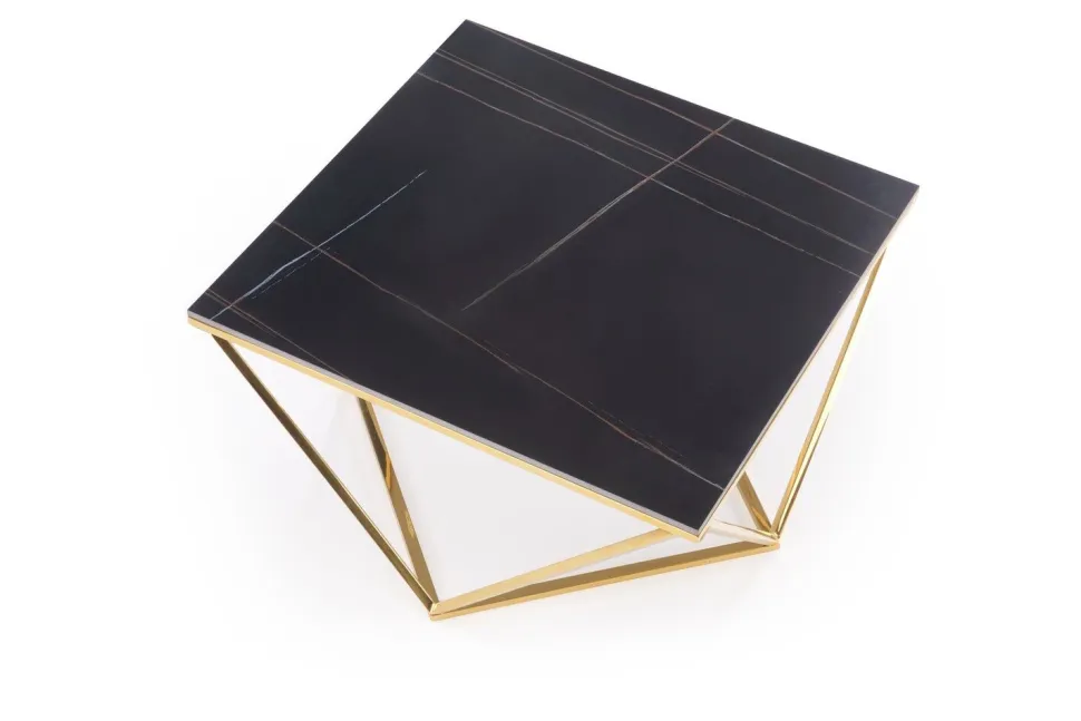 Stolik kawowy Artus złoty/czarny marmur