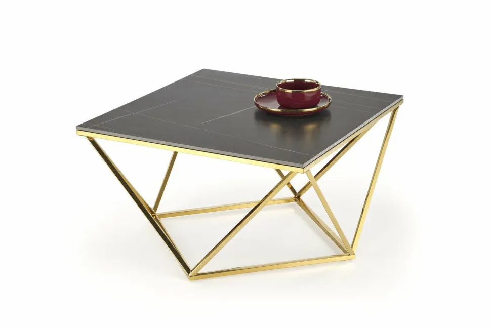 Stolik kawowy Artus złoty/czarny marmur