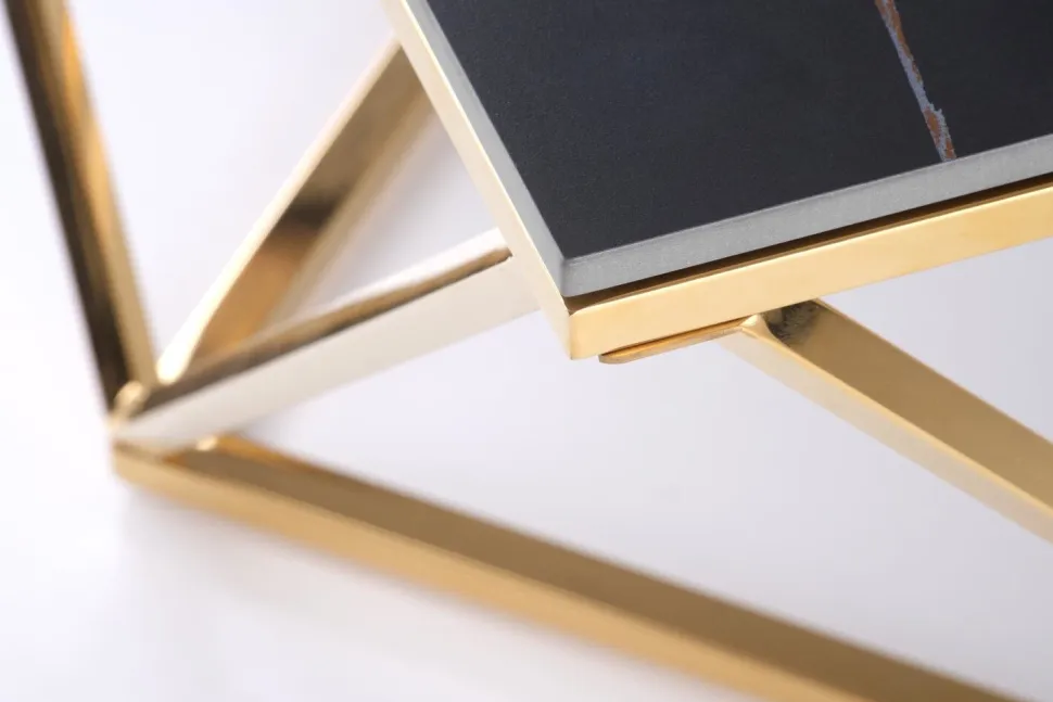 Stolik kawowy Artus złoty/czarny marmur