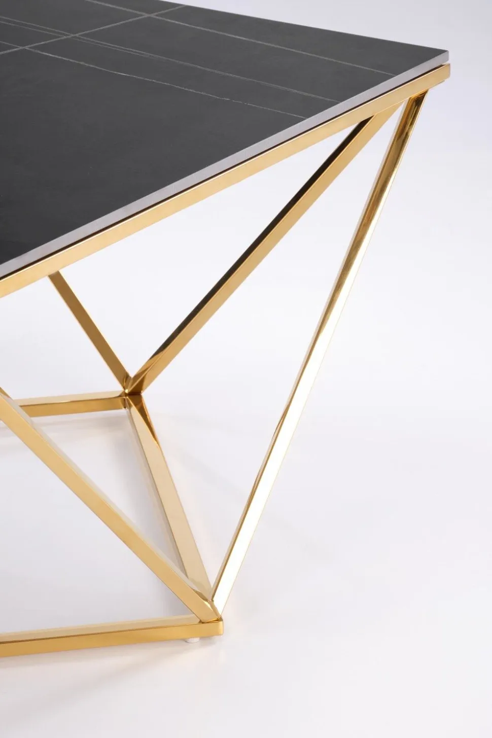 Stolik kawowy Artus złoty/czarny marmur