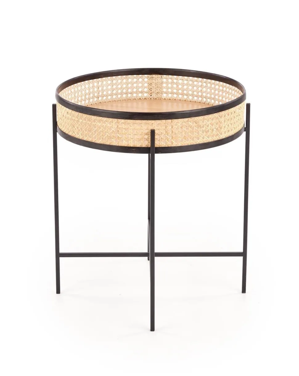 Stolik kawowy Balta czarny / rattan