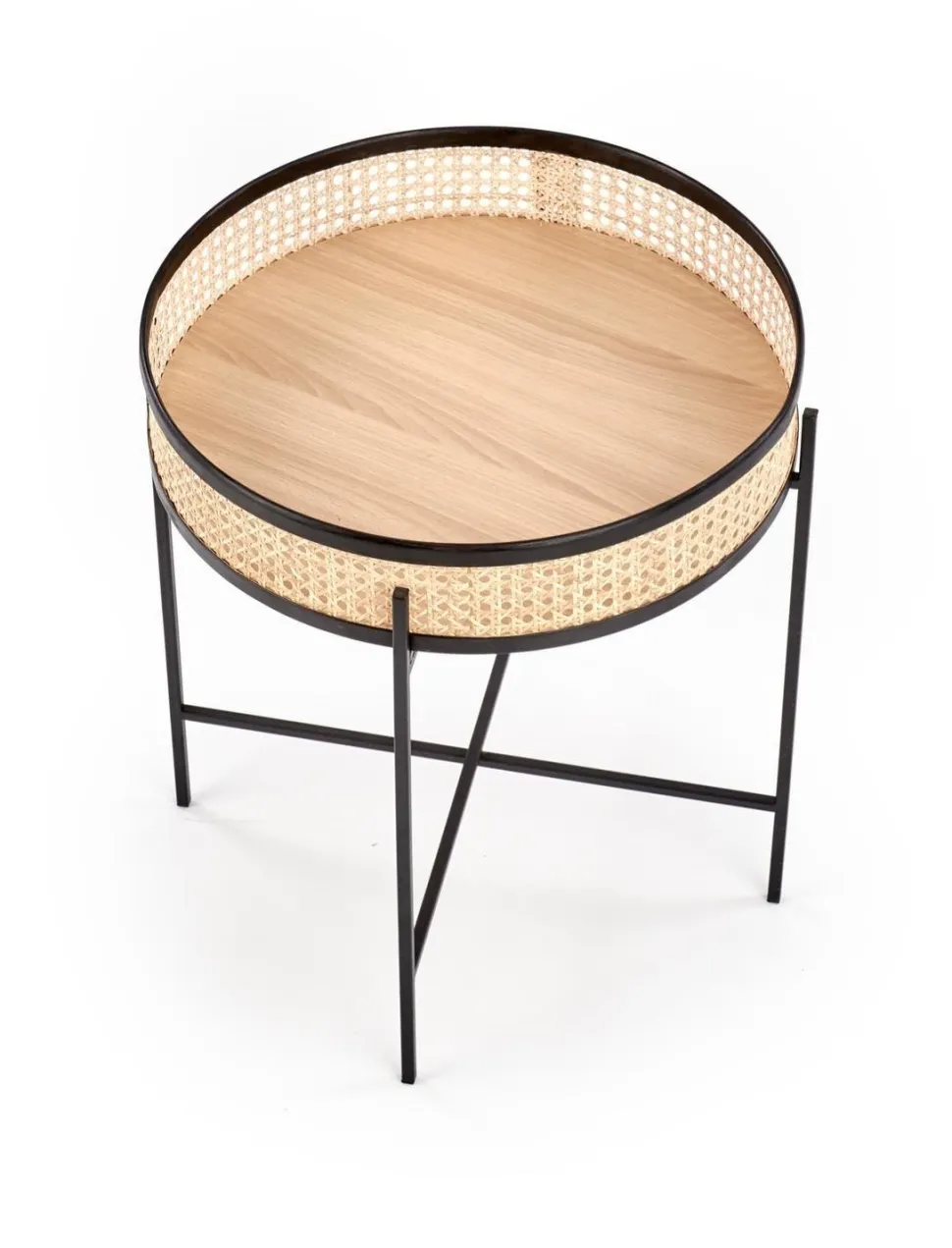 Stolik kawowy Balta czarny / rattan