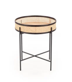 Stolik kawowy Balta czarny / rattan
