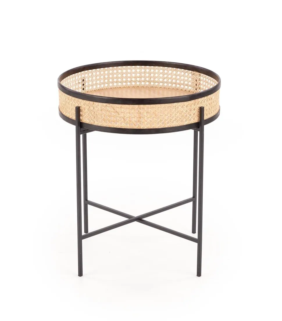Stolik kawowy Balta czarny / rattan