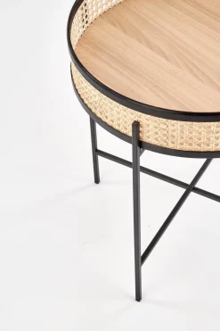 Stolik kawowy Balta czarny / rattan