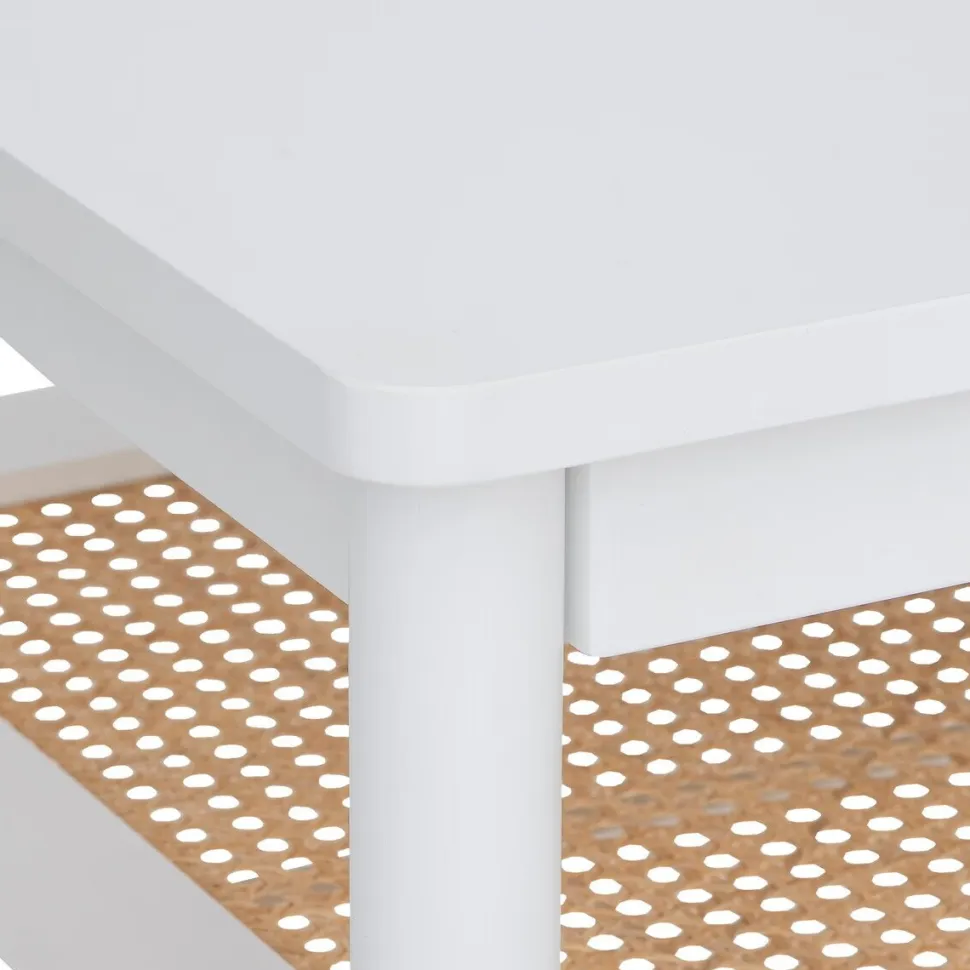 Stolik kawowy Cabras białe drewno/wiklina