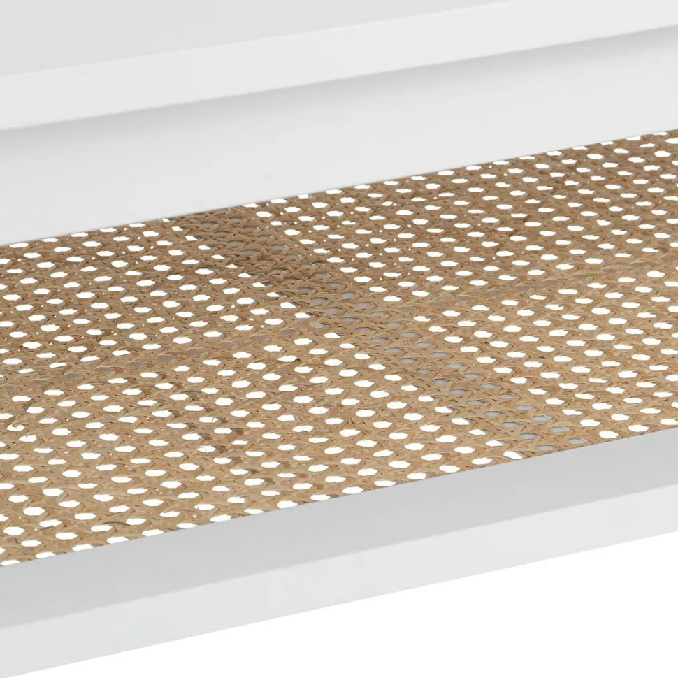 Stolik kawowy Cabras białe drewno/wiklina