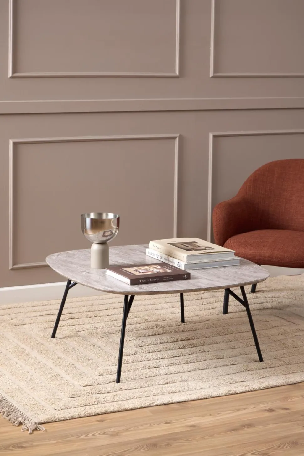 Stolik kawowy Caracas 90x90cm szary marmur