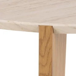 Stolik kawowy Dockland śr. 50cm trawertyn/dąb