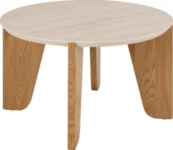 Stolik kawowy Dockland śr. 80cm trawertyn/dąb