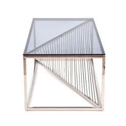 Stolik kawowy Infinity srebrny, szkło -