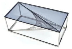 Stolik kawowy Infinity srebrny, szkło -