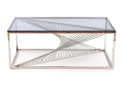 Stolik kawowy Infinity srebrny, szkło -