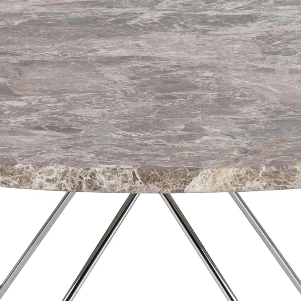 Stolik kawowy Prunus 80cm marmur szary/chrom