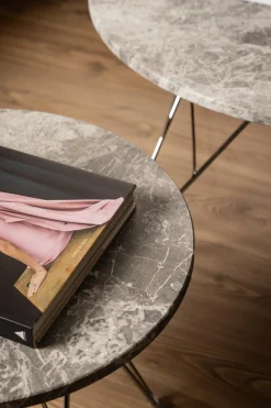 Stolik kawowy Prunus 80cm marmur szary/chrom