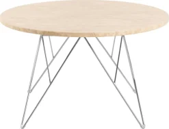 Stolik kawowy Prunus 80cm trawertyn/chrom