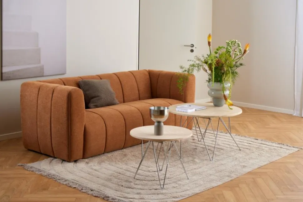 Stolik kawowy Prunus 80cm trawertyn/chrom