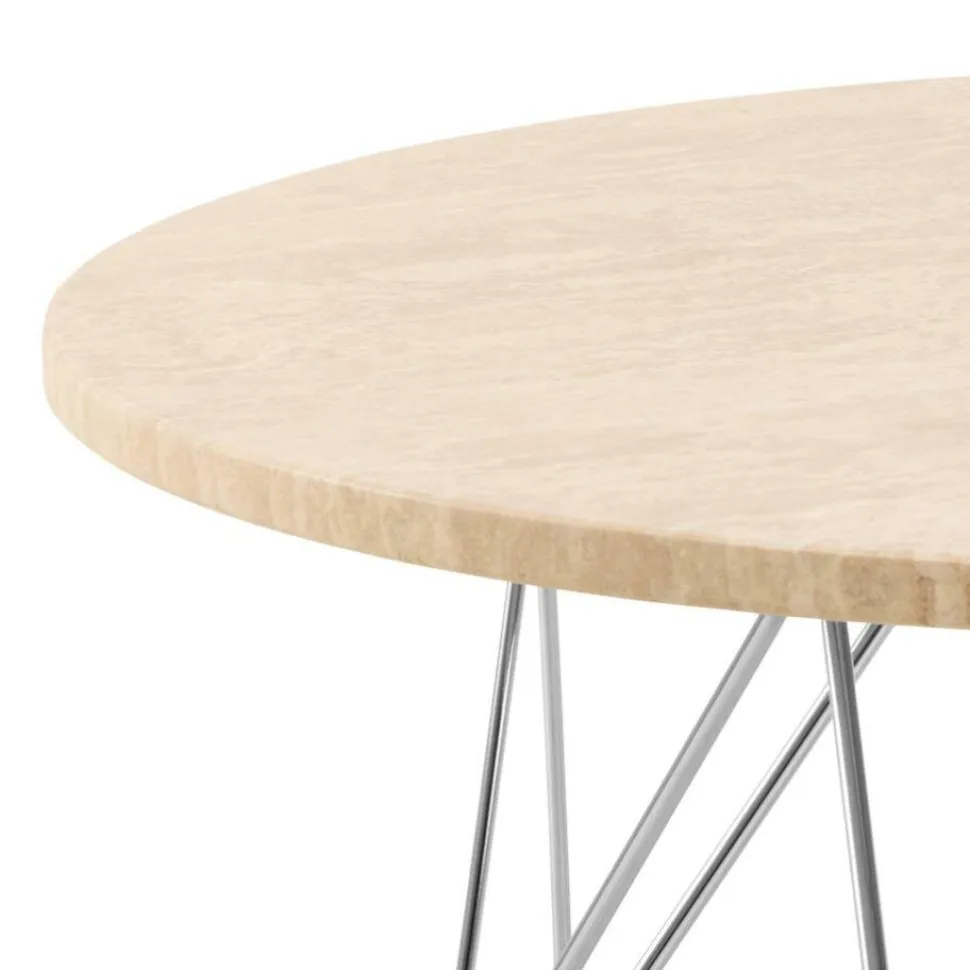 Stolik kawowy Prunus 80cm trawertyn/chrom