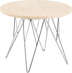 Stolik kawowy Prunus 55cm trawertyn/chrom