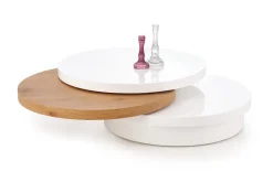 Stolik kawowy Pug biały / dąb złoty