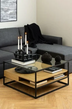 Stolik kawowy Randolf szkło/dąb