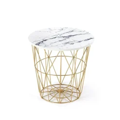 Stolik kawowy Rissa złoty/ biały marmur