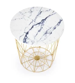 Stolik kawowy Rissa złoty/ biały marmur