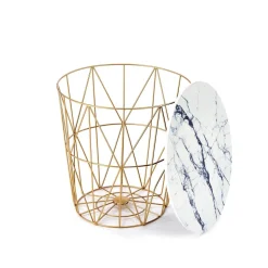 Stolik kawowy Rissa złoty/ biały marmur