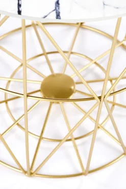 Stolik kawowy Rissa złoty/ biały marmur