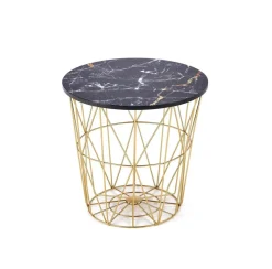 Stolik kawowy Rissa złoty/ czarny marmur