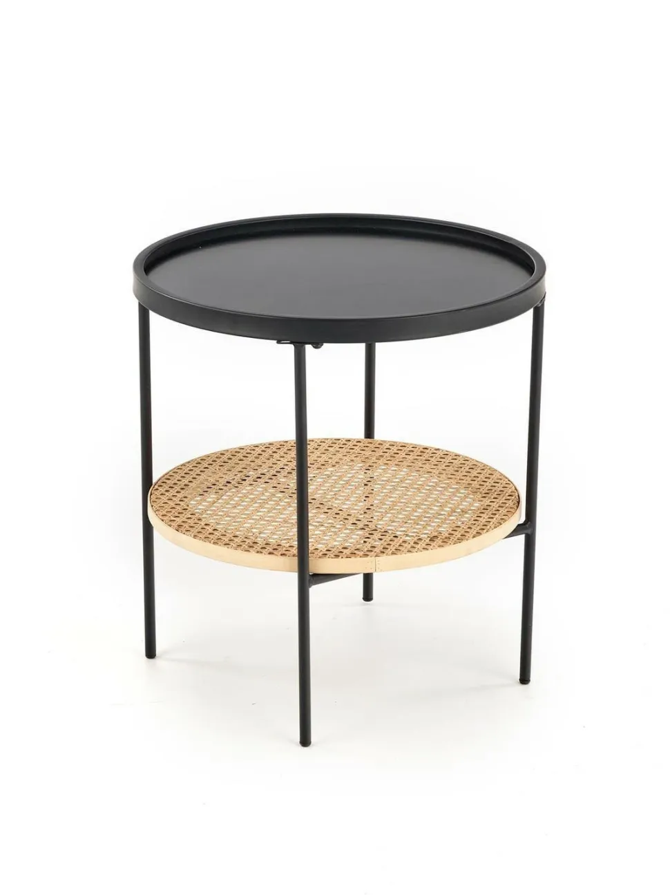 Stolik kawowy Safakis czarny / rattan