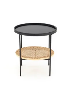 Stolik kawowy Safakis czarny / rattan