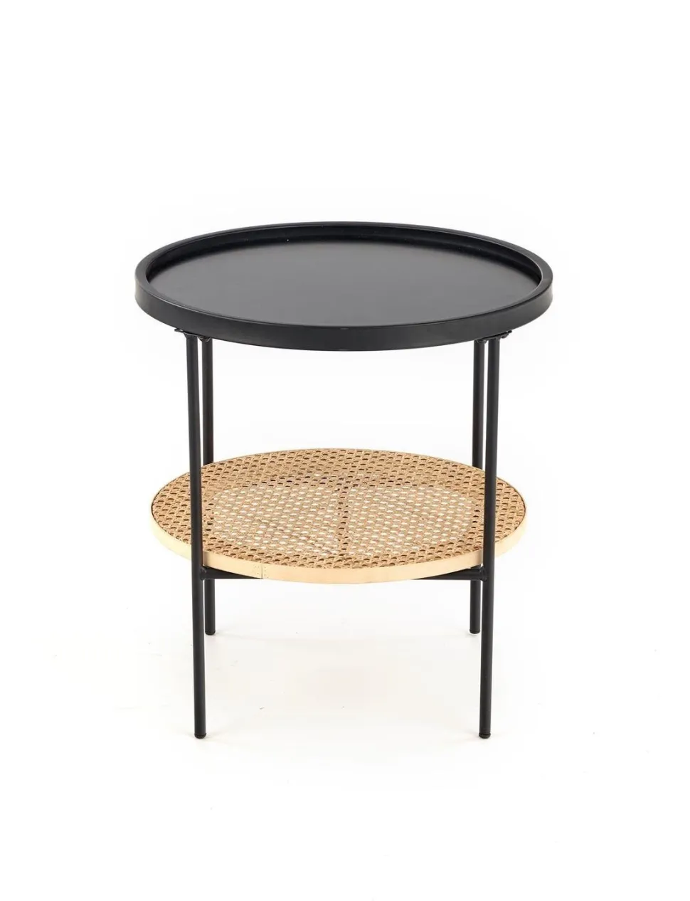 Stolik kawowy Safakis czarny / rattan