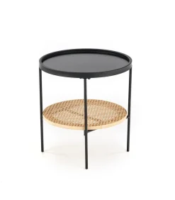 Stolik kawowy Safakis czarny / rattan