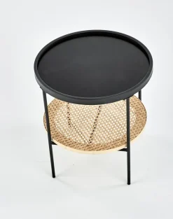 Stolik kawowy Safakis czarny / rattan