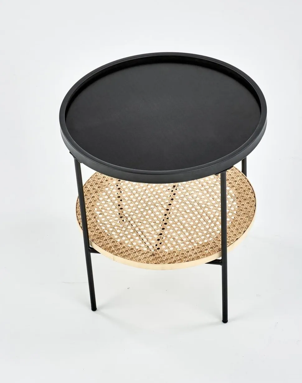 Stolik kawowy Safakis czarny / rattan