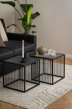 Stolik kawowy Strington 40x40cm marmur czarny