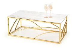 Stolik kawowy Taman złoty, biały marmur