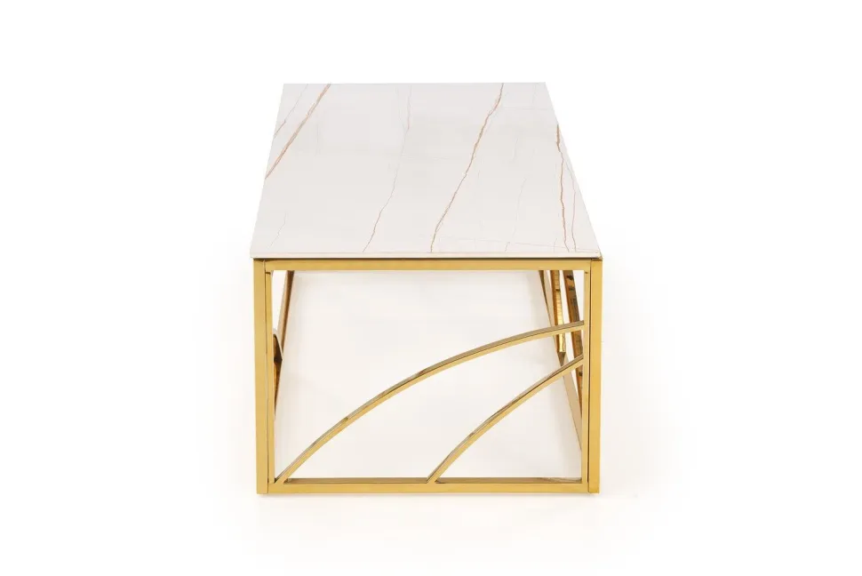 Stolik kawowy Taman złoty, biały marmur