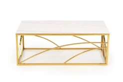 Stolik kawowy Taman złoty, biały marmur