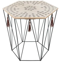 Stolik Kumi etniczy kremowy/czarny