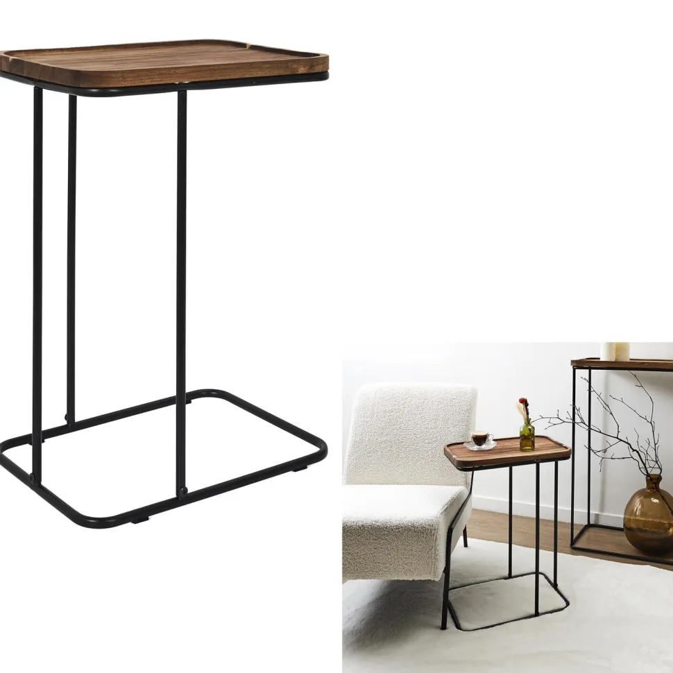 Stolik pomocniczny Meleto akacja/ czarny