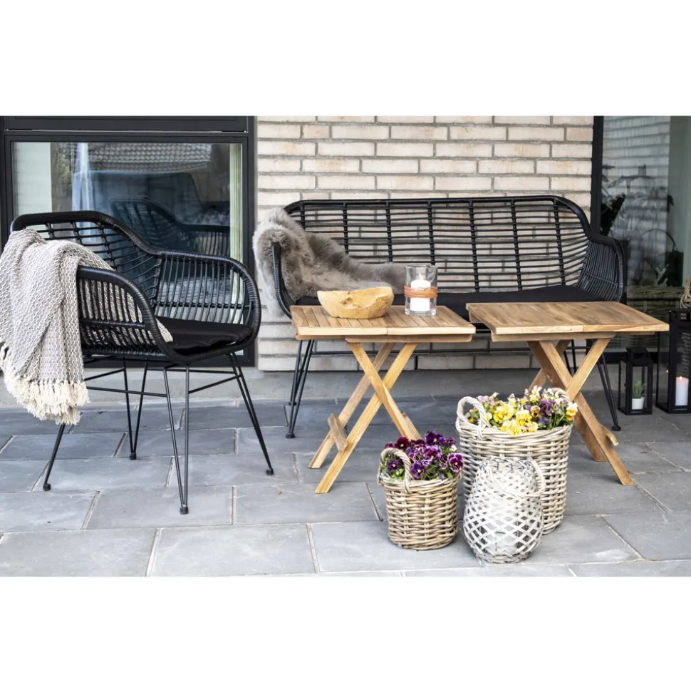 Stolik pomocniczy Bilbao 50x50cm naturalny tekowy